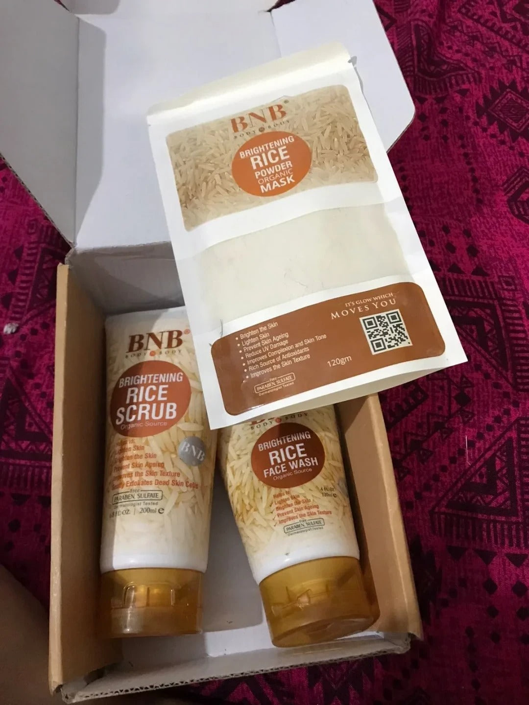 BNB 3 in 1 Rice Extract & Glow Kit ~ Rice Face Wash + Rice Scrub + Rice Face Mask