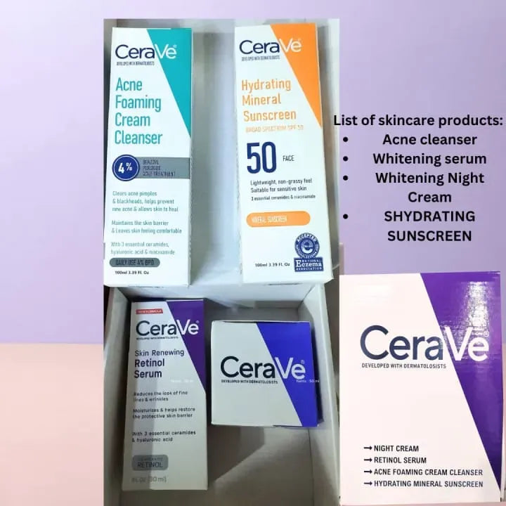 The CeraVe 4 in 1 Kit typically includes a combination of their popular products designed to cleanse hydrate and protect the skin