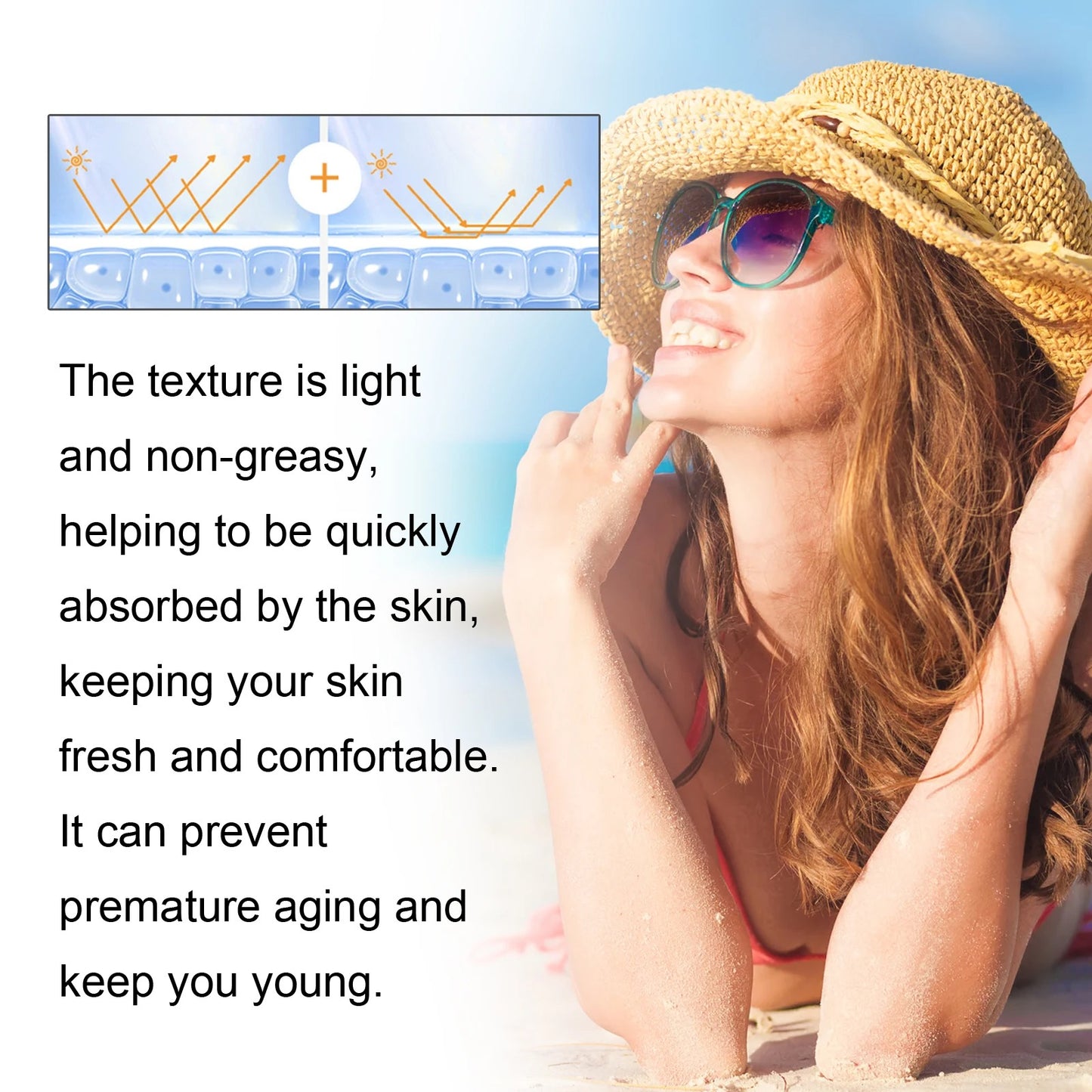 Face & Body Sunscreen Non-Greasy SPF 100+ Facial Sunblock UVA & UVB Protection Sunblocking Cream Anti Aging for Summer Beach