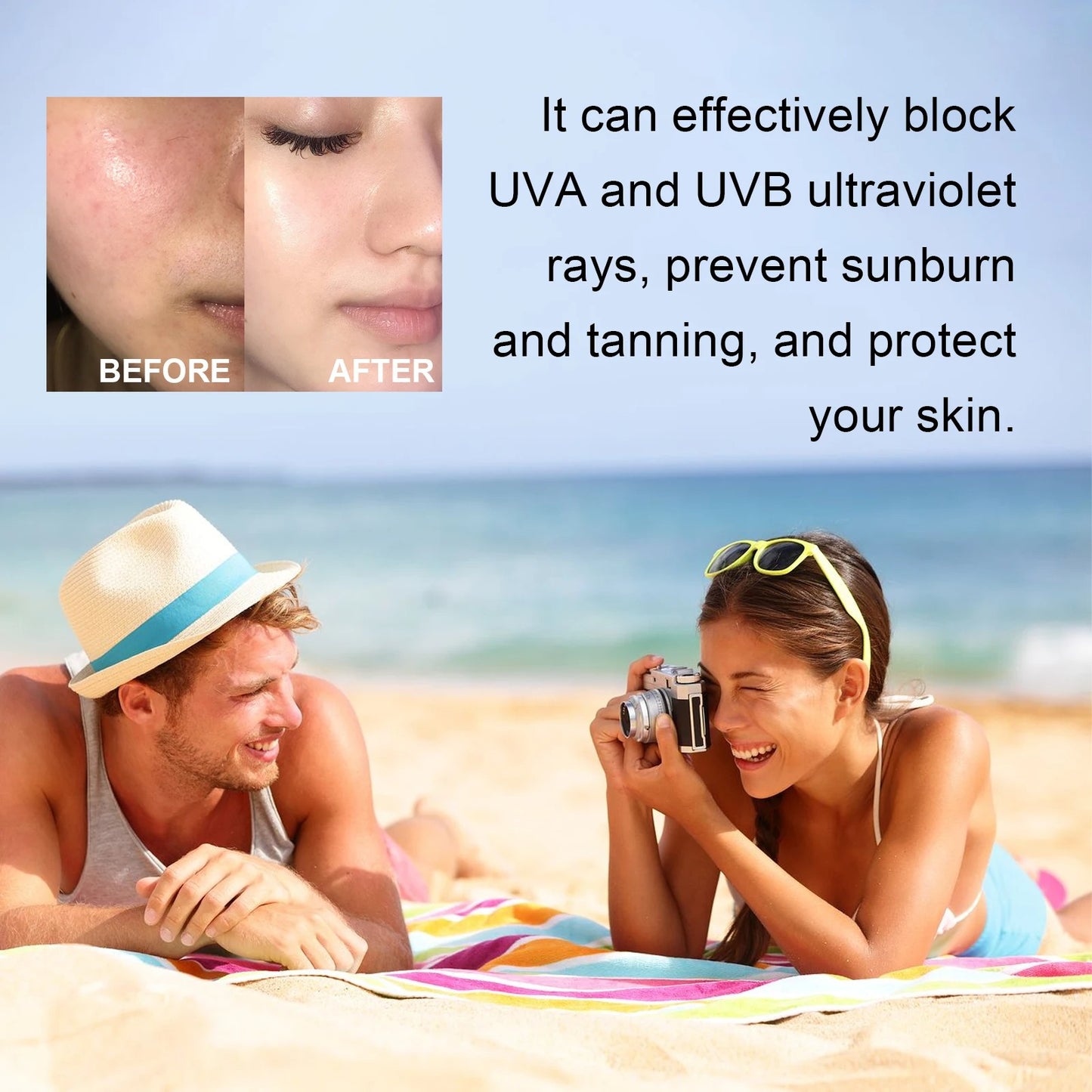 Face & Body Sunscreen Non-Greasy SPF 100+ Facial Sunblock UVA & UVB Protection Sunblocking Cream Anti Aging for Summer Beach
